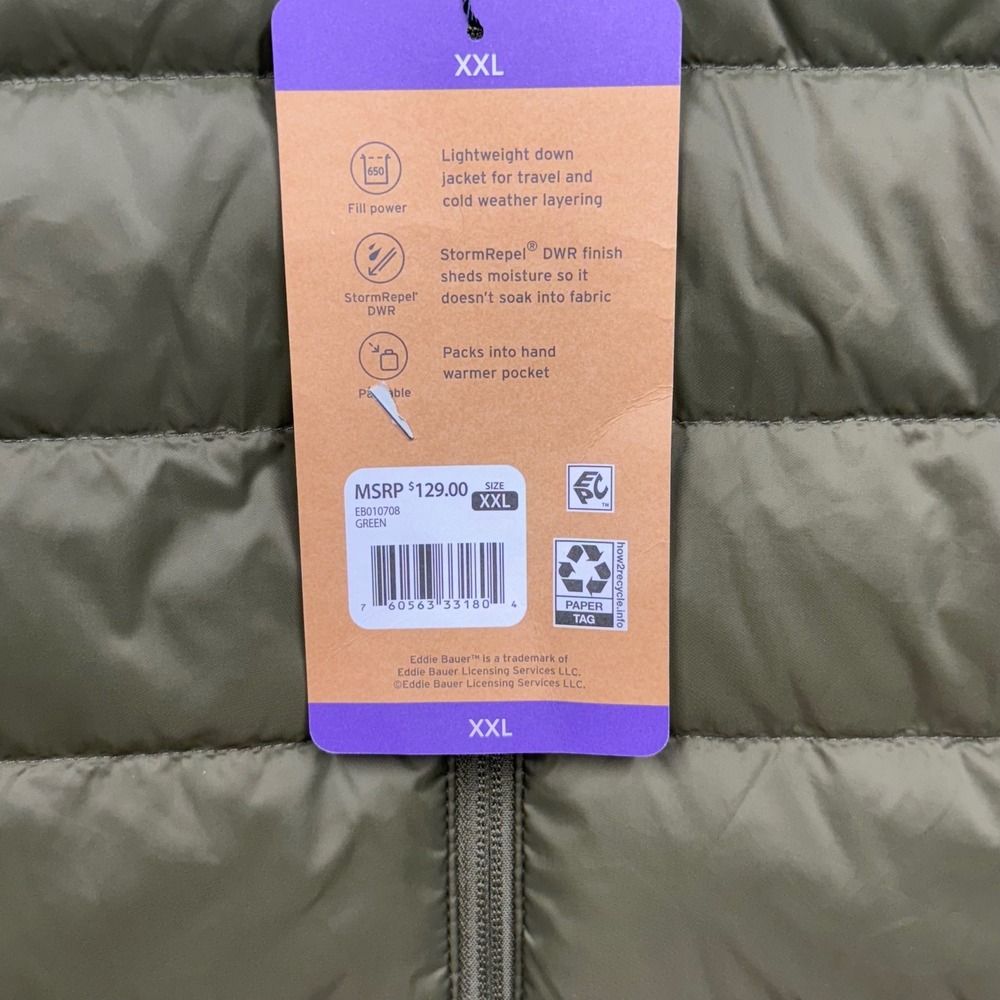Eddie Bauer Womens Down 650 Packable Lightweight Jacket Green XXL - Picture 14 of 16